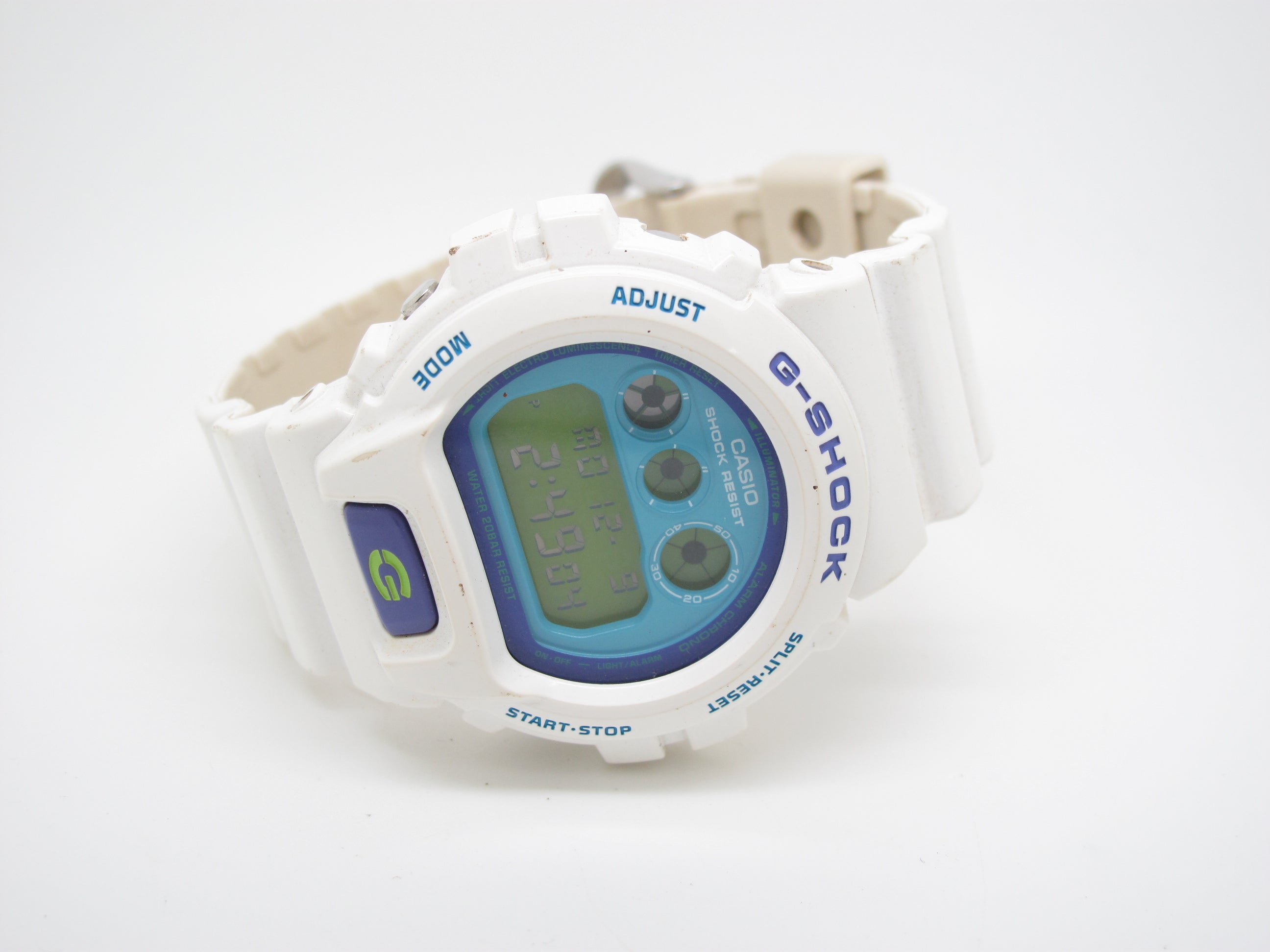 Casio G-Shock DW-6900CS Classic Digital Watch w/ White Resin Band & Blue  Face