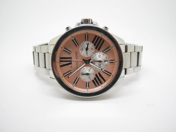Michael Kors Wren Chronograph Rose Dial Stainless Steel Ladies Watch MK-5837