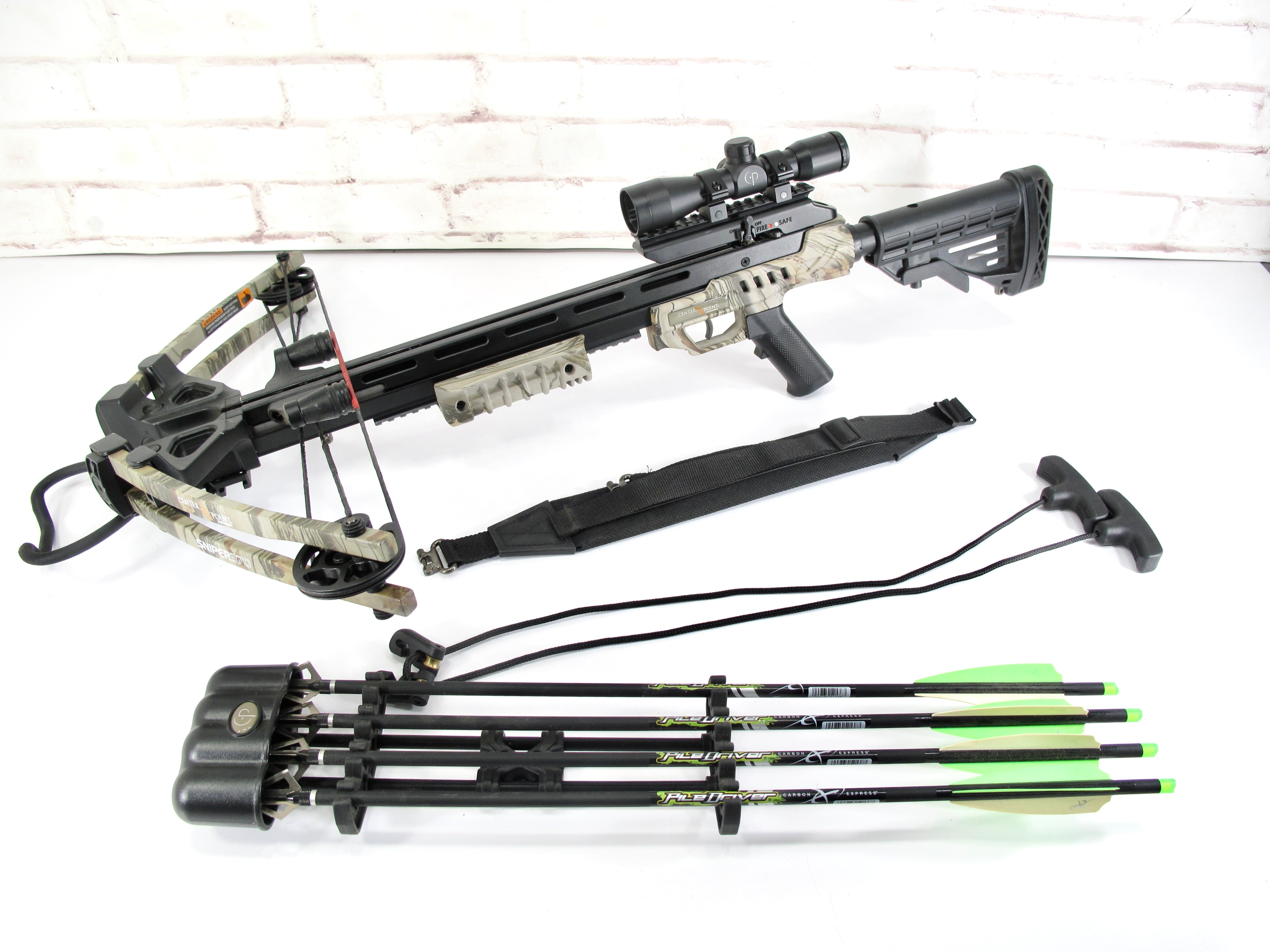 CenterPoint Sniper 370 Adjustable Camouflage Crossbow & 4 Bolt Package –  ZeereeZ