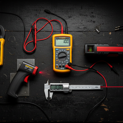 Test and Measure hero image with Fluke-style meter