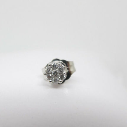 10k White Gold & Diamond Cluster .07 Ct Single Stud Earring - ZeereeZ