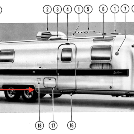 #14 Curb/Road Mid Side Wheel Well Reflector Housing Mid 70s Airstream Campers - ZeereeZ
