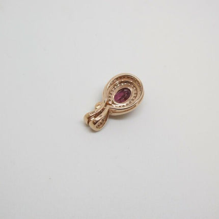 14k Rose Gold White Diamond Pave Set & Amethyst Teardrop Shaped Pendant .33ctw - ZeereeZ