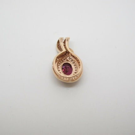 14k Rose Gold White Diamond Pave Set & Amethyst Teardrop Shaped Pendant .33ctw - ZeereeZ