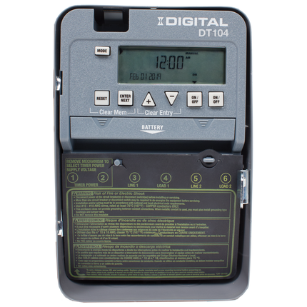 Intermatic DT104 2-Circuit 20 Amp 24 Hour Indoor Digital Timer w/ Battery Backup
