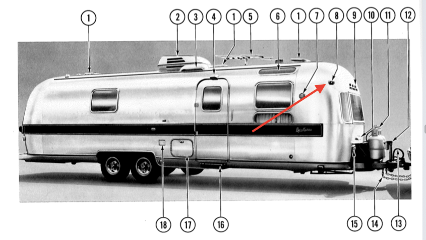 #2 Upper Corner Curb Side Front Clearance Light Housing for Mid 70s Airstreams - ZeereeZ