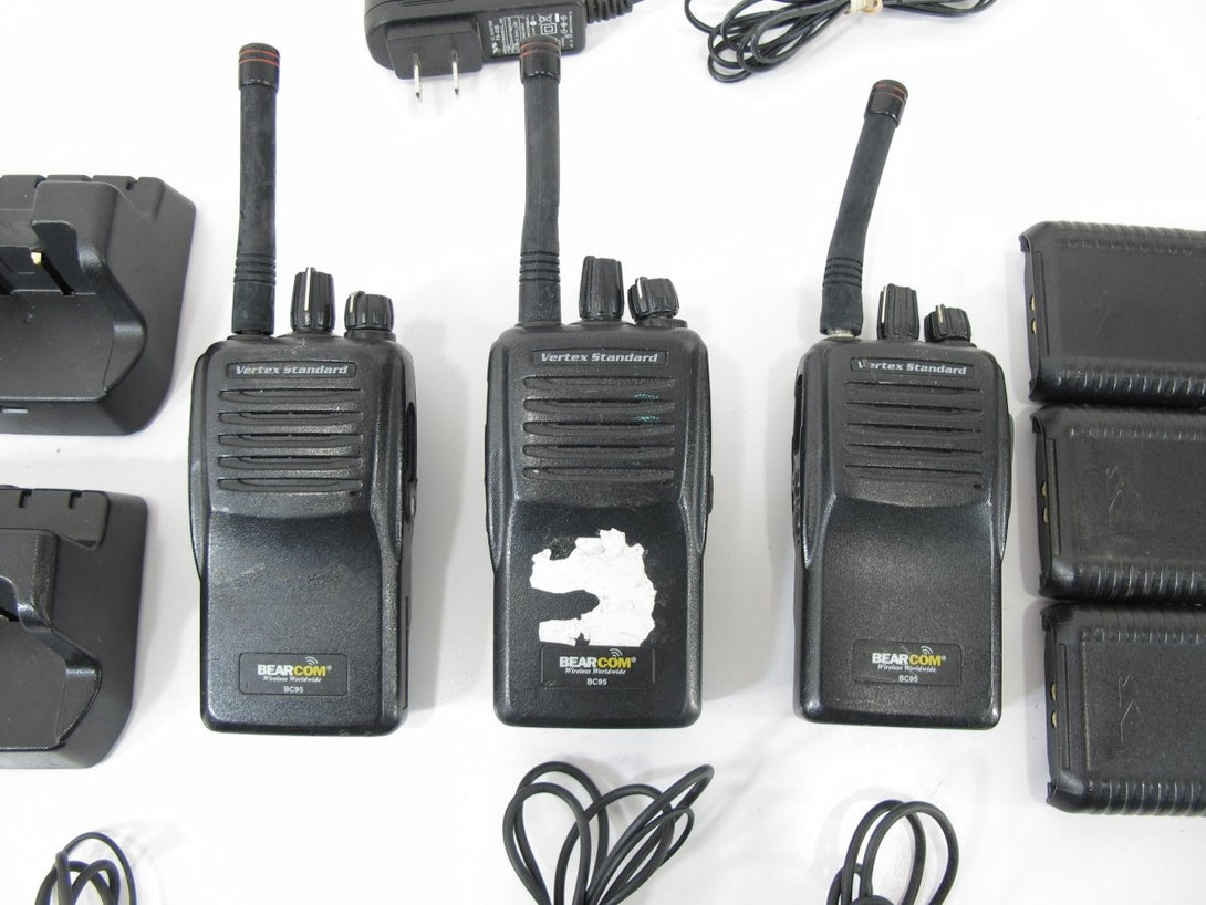 3 Vertex Bearcom BC95 Two Way Radios and Accessories Untested - ZeereeZ