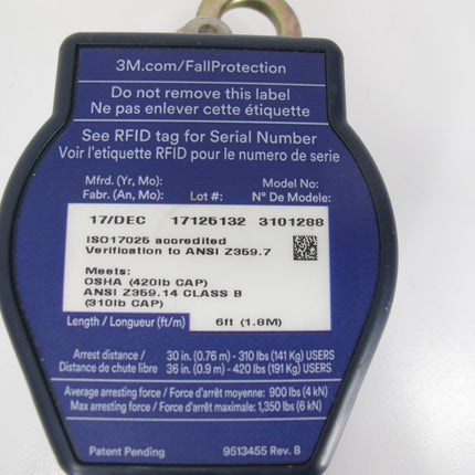 3M DBI SALA Nano - Lok 9' Self Retracting Fall Protection Lifeline Lanyard 3101288 - ZeereeZ