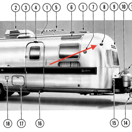 #4 Original Front Upper Light Marker Housing for Mid 70s+ Airstream Trailers - ZeereeZ