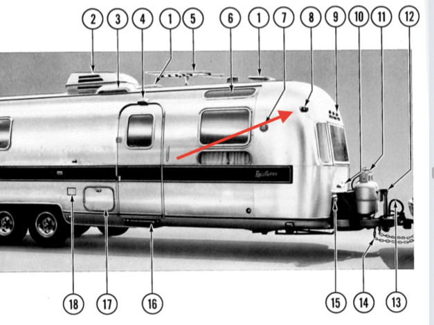 #4 Original Front Upper Light Marker Housing for Mid 70s+ Airstream Trailers - ZeereeZ