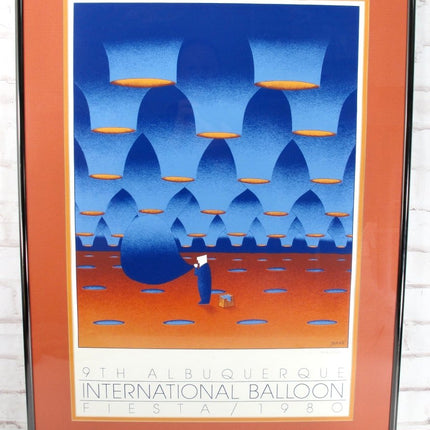 9th Albuquerque Balloon Fiesta Rare 1980 Lithograph Poster Mann - ZeereeZ