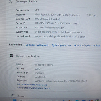 MSI Bravo 15 15.6" 512GB SSD AMD Ryzen 5 3.30 GHz 8GB RX5500M Laptop
