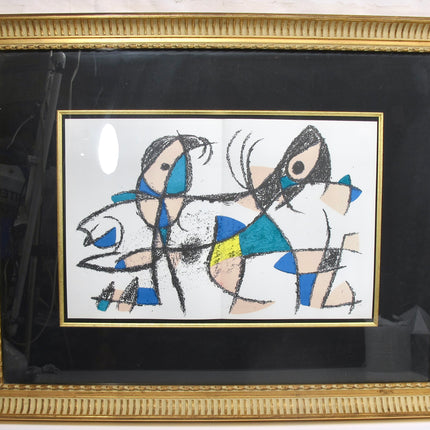Joan Miro Original Stone Lithograph "Abstract Plate X " Mourlot , 1975 Framed  (Dolphin & Parrot)