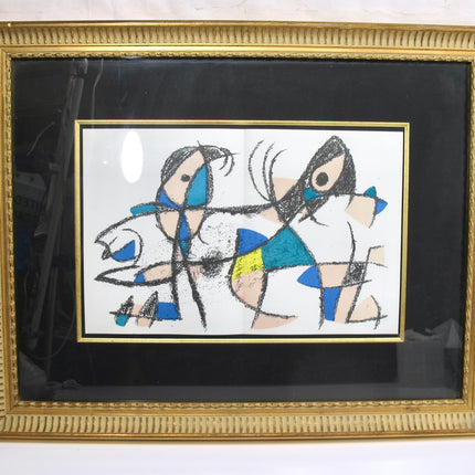 Joan Miro Original Stone Lithograph "Abstract Plate X " Mourlot , 1975 Framed  (Dolphin & Parrot)