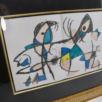 Joan Miro Original Stone Lithograph "Abstract Plate X " Mourlot , 1975 Framed  (Dolphin & Parrot)