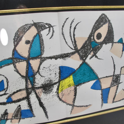 Joan Miro Original Stone Lithograph "Abstract Plate X " Mourlot , 1975 Framed  (Dolphin & Parrot)