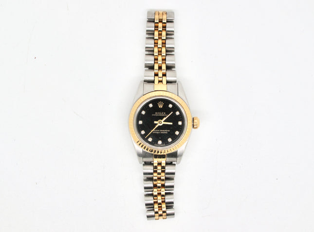 Rolex Oyster Perpetual Two Tone 18k Gold/SS Diamond Ladies Automatic Watch 76193