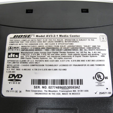 Bose 3-2-1 Series II Media Center AV3-2-1 Console Receiver DVD/CD Player