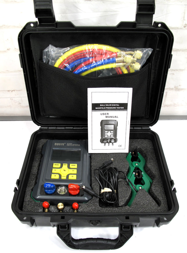 Duoyi DY522A Black Vacuum Pressure Tester Refrigeration Digital Manifold Gauge