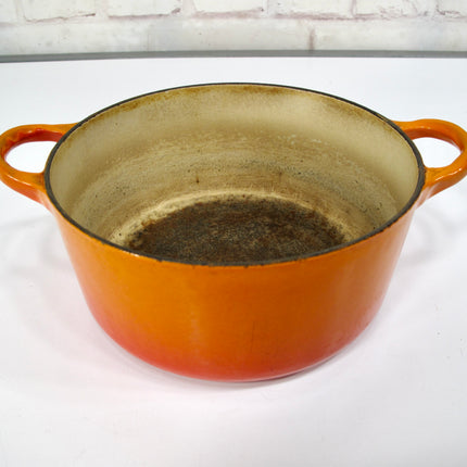 Le Creuset B Flame Orange Enameled Cast Iron Pot Round Dutch Oven 2 Quart France