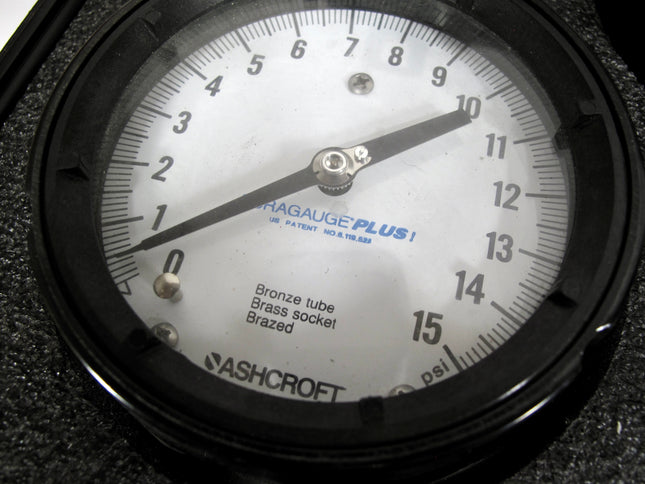 Ashcroft Duragauge Plus Q-586 9445-08 1008 9 Gauge 0-15 PSI & 0-30 PSISet w/ Case