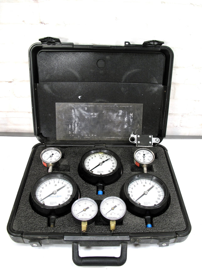 Ashcroft Duragauge Plus Q-586 9445-08 1008 9 Gauge 0-15 PSI & 0-30 PSISet w/ Case