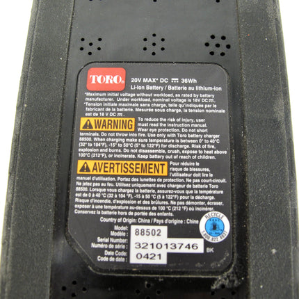 Toro 88502 Lithium Ion Replacement Battery Pack 20V Max Red Genuine OEM