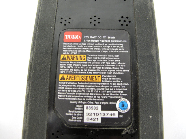 Toro 88502 Lithium Ion Replacement Battery Pack 20V Max Red Genuine OEM
