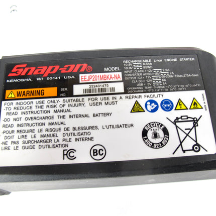 Snap On Tools EEJP201MBKA 12V Lithium Compact Engine Starter Charger Jump Pack