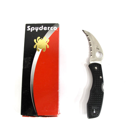 Spyderco Tasman Salt 2 Folding Knife Black Frn Serrated H-2 Stainless C106SBK2