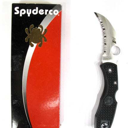 Spyderco Tasman Salt 2 Folding Knife Black Frn Serrated H-2 Stainless C106SBK2