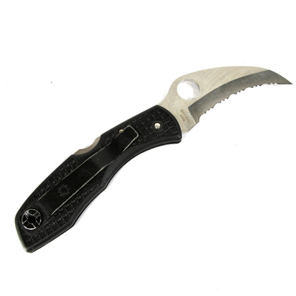 Spyderco Tasman Salt 2 Folding Knife Black Frn Serrated H-2 Stainless C106SBK2