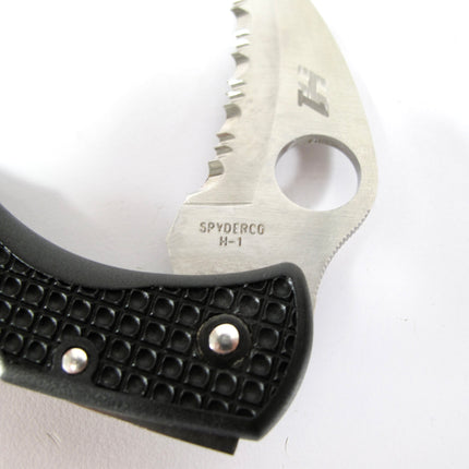 Spyderco Tasman Salt 2 Folding Knife Black Frn Serrated H-2 Stainless C106SBK2