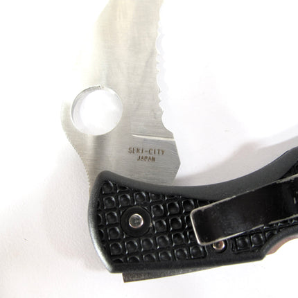 Spyderco Tasman Salt 2 Folding Knife Black Frn Serrated H-2 Stainless C106SBK2