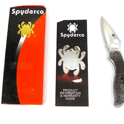 Spyderco C261P Uptern w/Tribal Pattern 2.82" Blade Lockback Stainless Knife