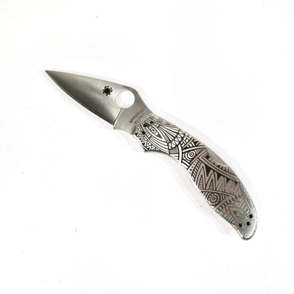 Spyderco C261P Uptern w/Tribal Pattern 2.82" Blade Lockback Stainless Knife