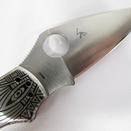 Spyderco C261P Uptern w/Tribal Pattern 2.82" Blade Lockback Stainless Knife