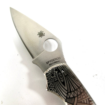 Spyderco C261P Uptern w/Tribal Pattern 2.82" Blade Lockback Stainless Knife