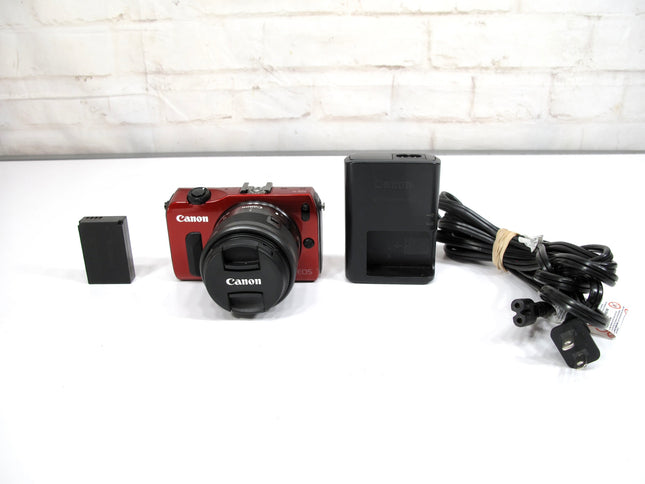 Canon EOS M Digital Camera Body Red w/EF-M 15-45mm IS STM Lens DS126391