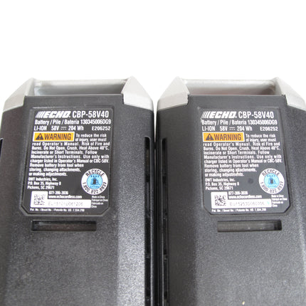 2 ECHO 58-Volt 4 Ah CBP-58V40 Lithium-Ion Power Tool Battery Pack