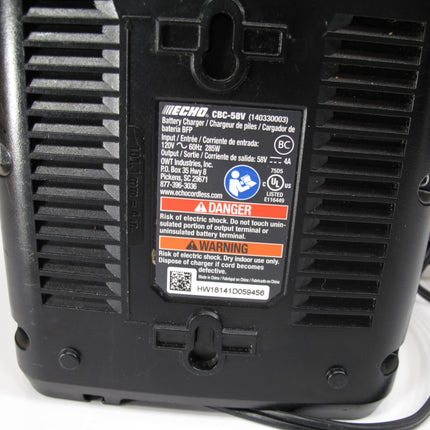 Echo CBC-58V Genuine OEM 58V Lithium-Ion Quick Charge Battery Charge