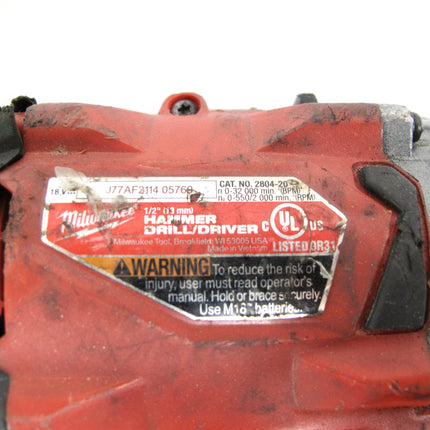 Milwaukee 2607-20 M18 18V Cordless Compact 1/2" Hammer Drill/Driver (Tool Only)