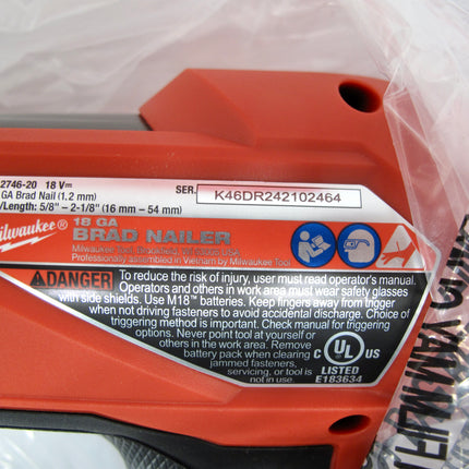 Milwaukee 2541-20 M12 FUEL 12V 18 Gauge Compact Brad Nailer Bare Tool