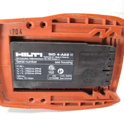 HILTI SID 4-A22 Impact Driver 22Volt 1/4 Hex Cordless Bare Tool