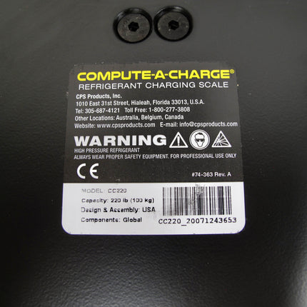 CPS Compute A charge CC220  220 lb Capacity HVAC Refrigerant Charging Scale