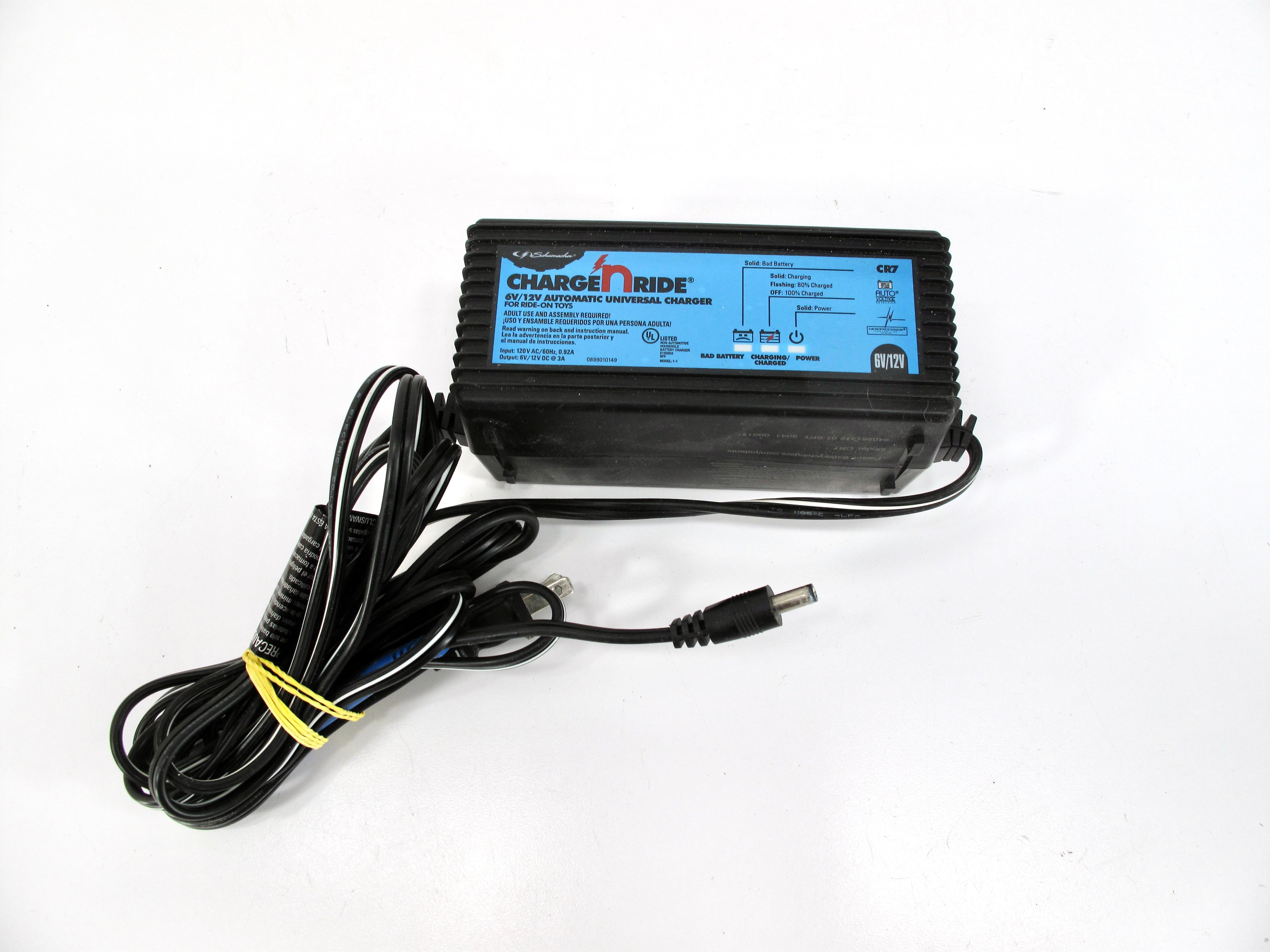 Schumacher Charge 'N Ride 6V/12V Battery Charger For Ride-On Toys - 3-Amp Fast Charger With 5 Connectors