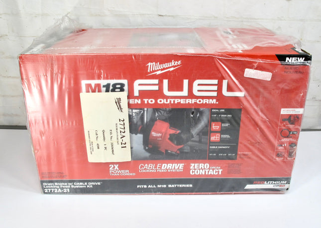 Milwaukee 2772A-21 M18 FUEL Drain Snake with Cable Drive Locking Feed System