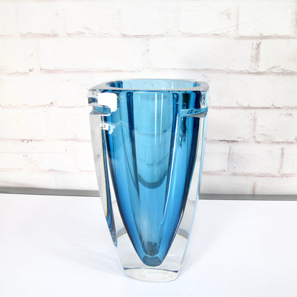 Waterford Metra 10 Inch Turquoise Lead Crystal Square Vase