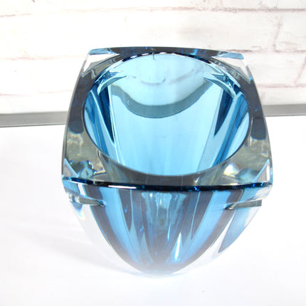 Waterford Metra 10 Inch Turquoise Lead Crystal Square Vase