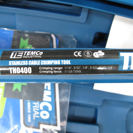 TEMCo Hydraulic Crimper TH0400 for Stainless Steel Cable Fittings 1/16"-1/4"